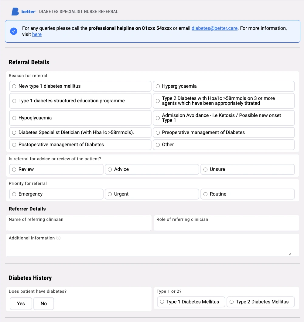 Diabetes specialist nurse referral workflow preview 3