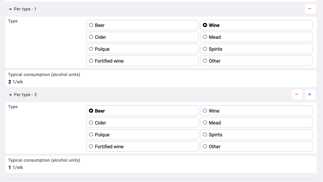 Alcohol consumption summary preview