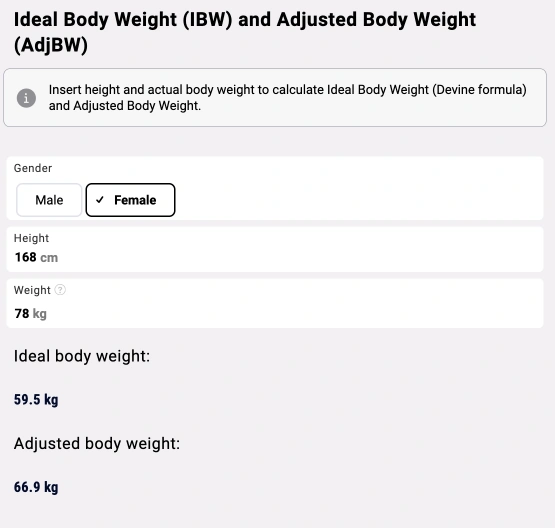 Ideal and adjusted body weight preview