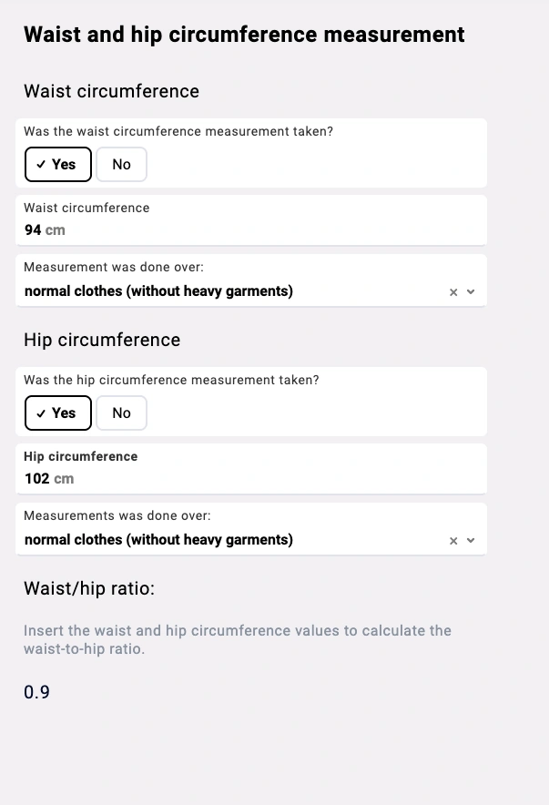 Waist and hip circumference preview